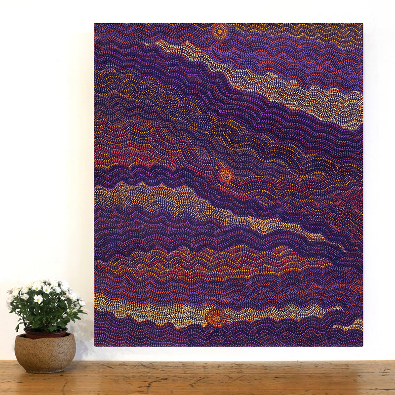 Aboriginal Artwork by Margaret Napangardi Lewis, Mina Mina Dreaming - Ngalyipi, 91x76cm