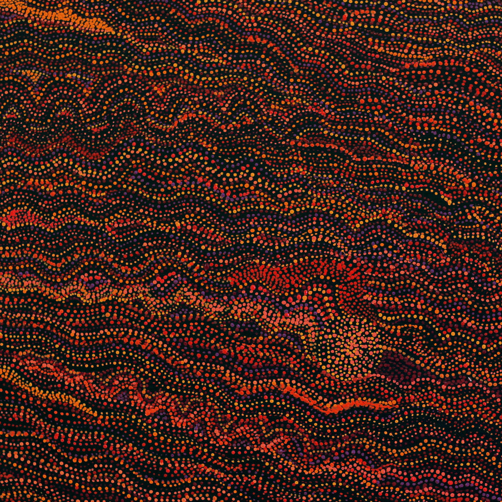 Aboriginal Artwork by Margaret Napangardi Lewis, Mina Mina Jukurrpa (Mina Mina Dreaming) - Ngalyipi, 91x91cm