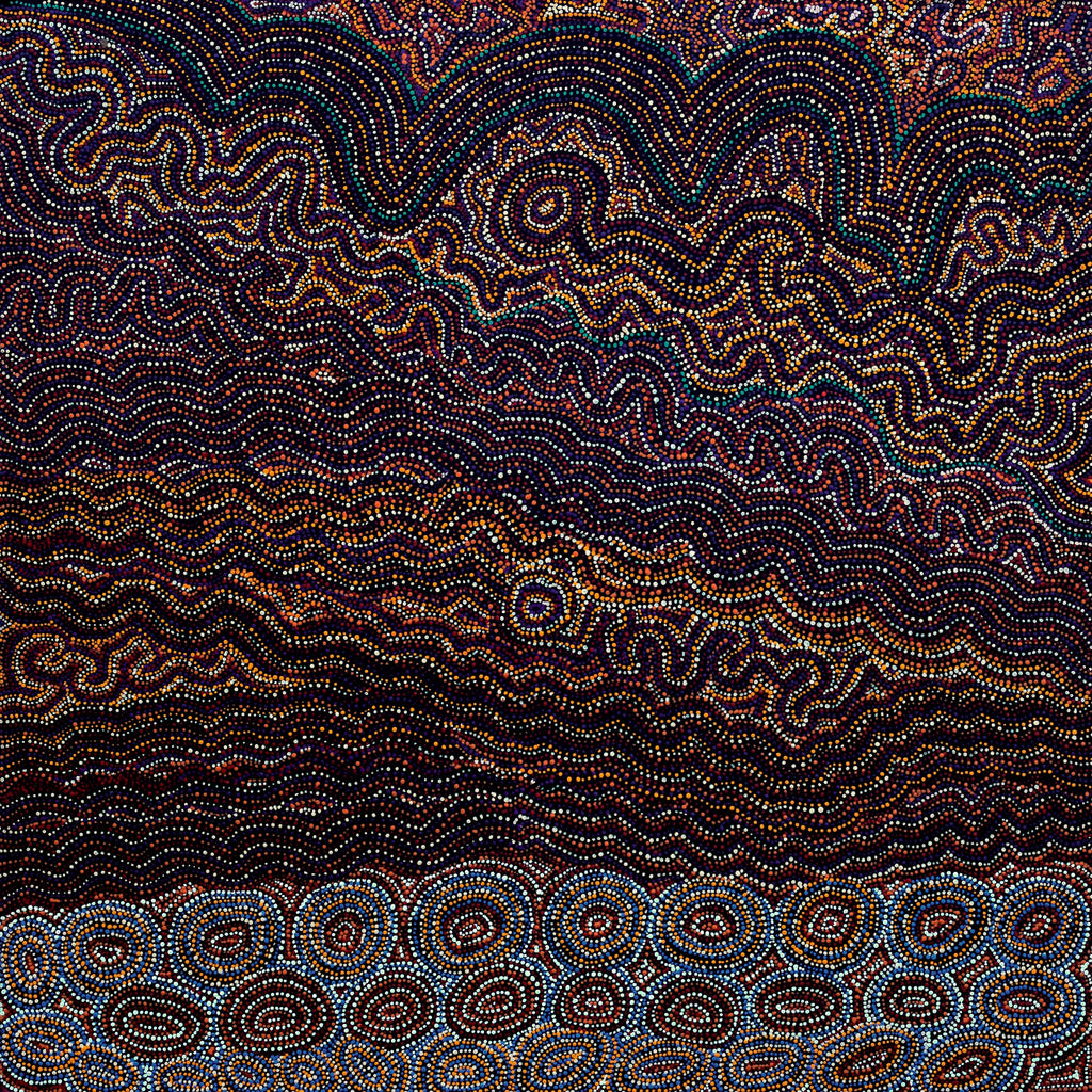 Aboriginal Artwork by Margaret Napangardi Lewis, Mina Mina Dreaming - Ngalyipi, 91x91cm