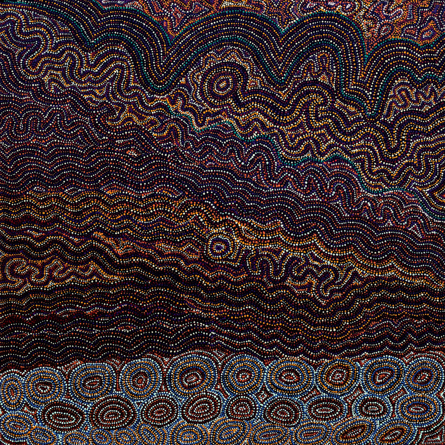 Aboriginal Artwork by Margaret Napangardi Lewis, Mina Mina Dreaming - Ngalyipi, 91x91cm