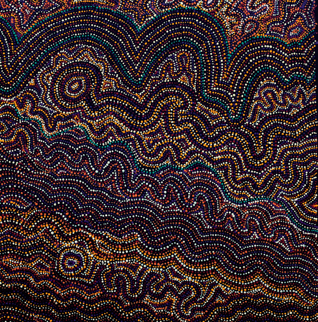 Aboriginal Artwork by Margaret Napangardi Lewis, Mina Mina Dreaming - Ngalyipi, 91x91cm