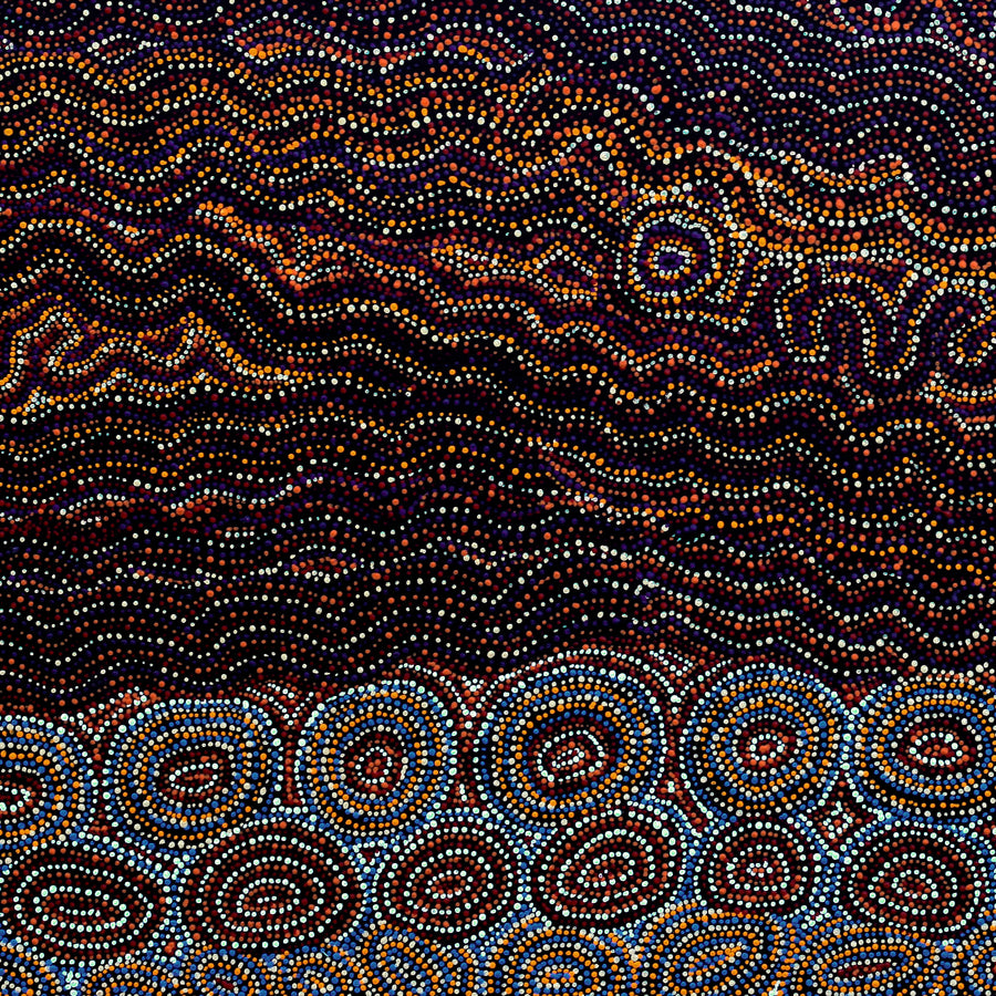 Aboriginal Artwork by Margaret Napangardi Lewis, Mina Mina Dreaming - Ngalyipi, 91x91cm