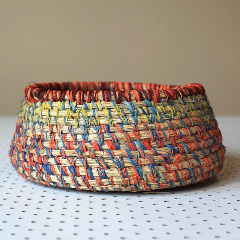 Aboriginal Artwork by Margaret Yai Yai - Tjanpi Basket (27x27x12cm)