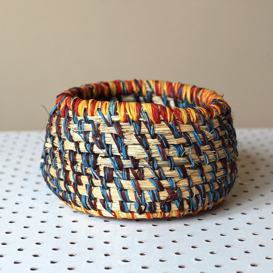 Aboriginal Artwork by Margaret Yai Yai - Tjanpi Basket (16x16x10cm)