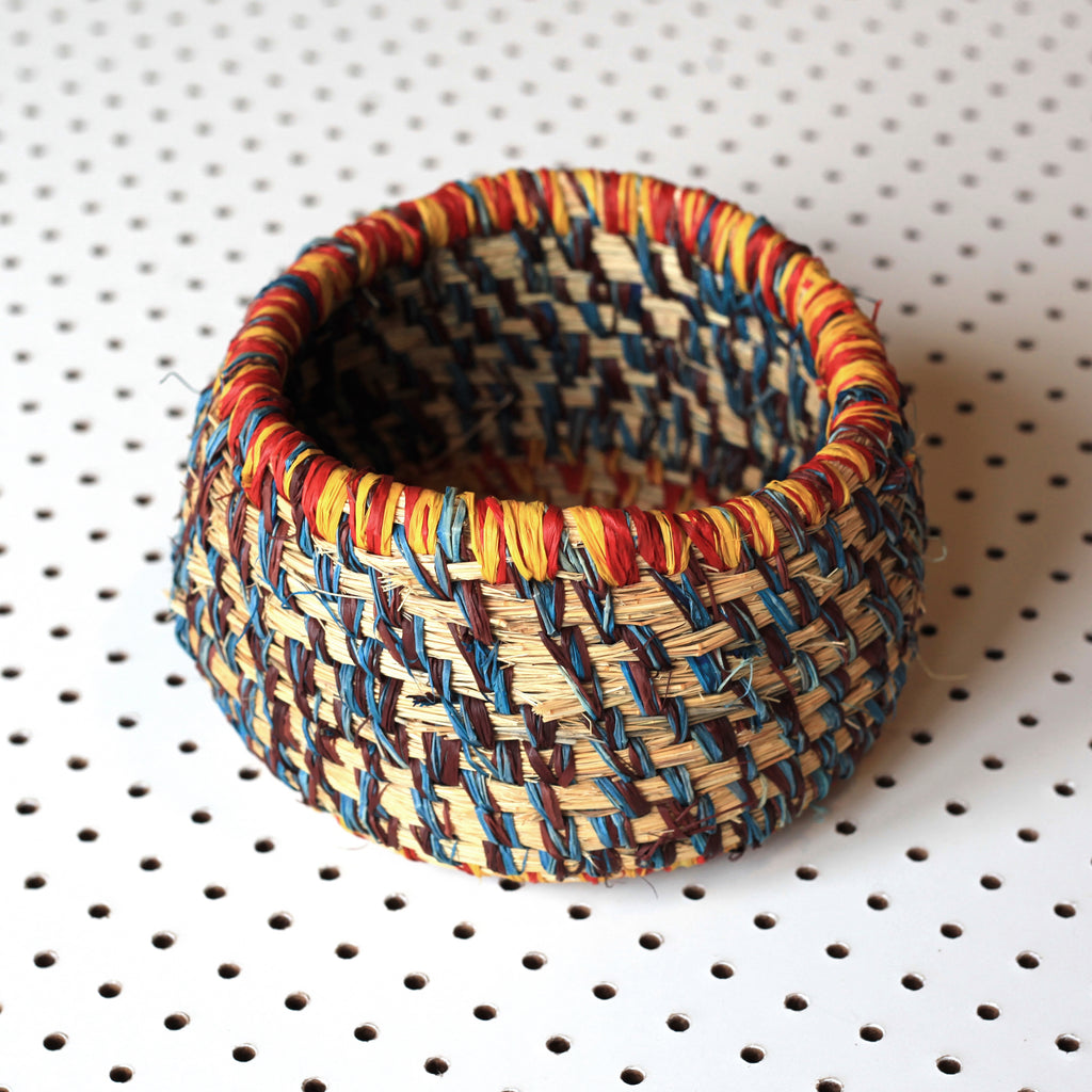 Aboriginal Artwork by Margaret Yai Yai - Tjanpi Basket (16x16x10cm)