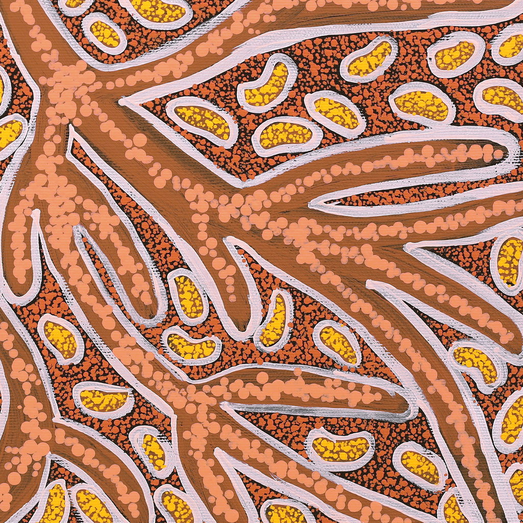 Aboriginal Artwork by Margarina Napanangka Miller, Lukarrara Jukurrpa, 40x40cm