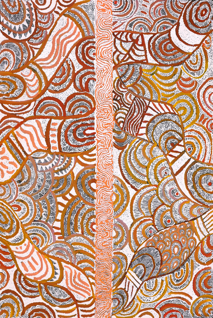 Aboriginal Artwork by Margarina Napanangka Miller, Lukarrara Jukurrpa, 91x61cm