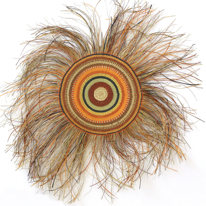 Aboriginal Artwork by Margrita Manggurra, Gapuwiyak - Woven Mat, 46cm