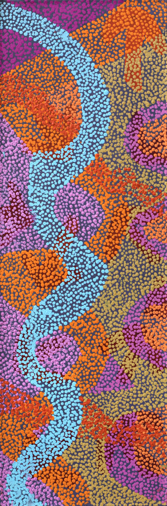 Aboriginal Artwork by Margaret Nangala Gallagher, Yankirri Jukurrpa (Emu Dreaming), 91x30cm