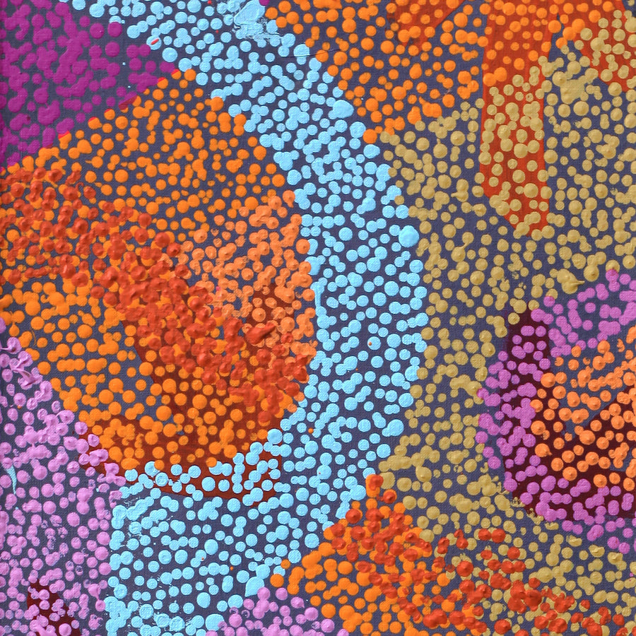 Aboriginal Artwork by Margaret Nangala Gallagher, Yankirri Jukurrpa (Emu Dreaming), 91x30cm