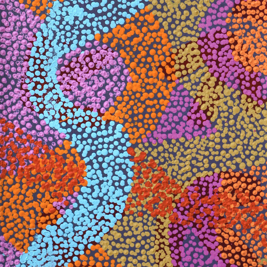 Aboriginal Artwork by Margaret Nangala Gallagher, Yankirri Jukurrpa (Emu Dreaming), 91x30cm