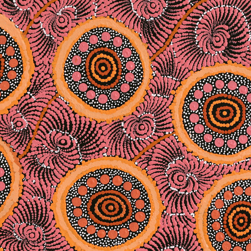 Aboriginal Artwork by Maria Nampijinpa Brown, Pamapardu Jukurrpa (Flying Ant Dreaming) - Warntungurru, 61x61cm - ART ARK®
