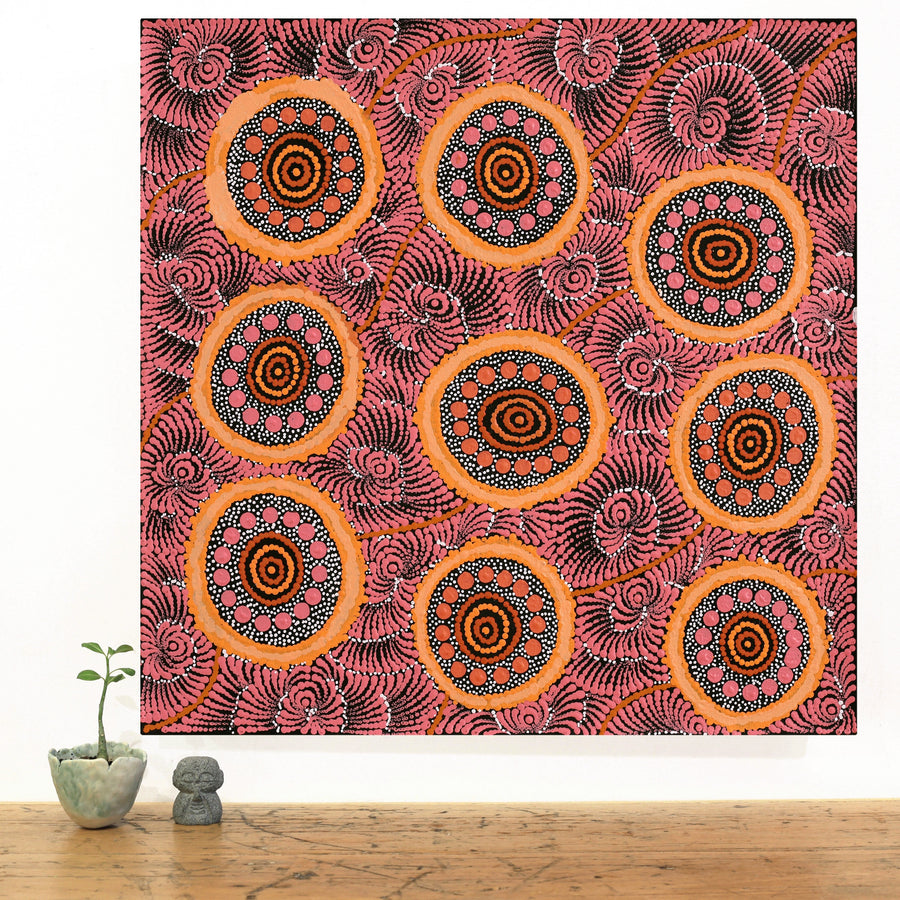 Aboriginal Artwork by Maria Nampijinpa Brown, Pamapardu Jukurrpa (Flying Ant Dreaming) - Warntungurru, 61x61cm