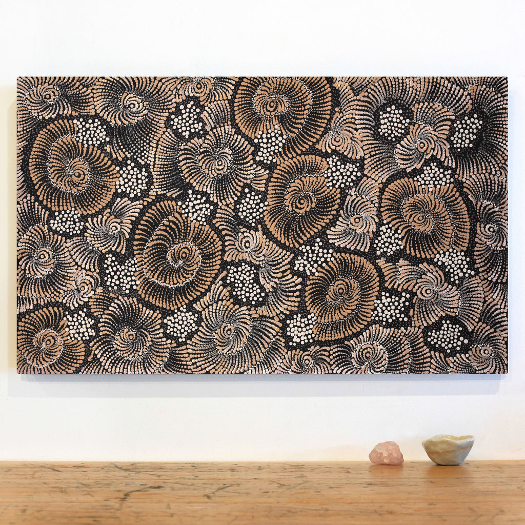 Aboriginal Artwork by Maria Nampijinpa Brown, Pamapardu Jukurrpa (Flying Ant Dreaming) - Warntungurru, 76x46cm