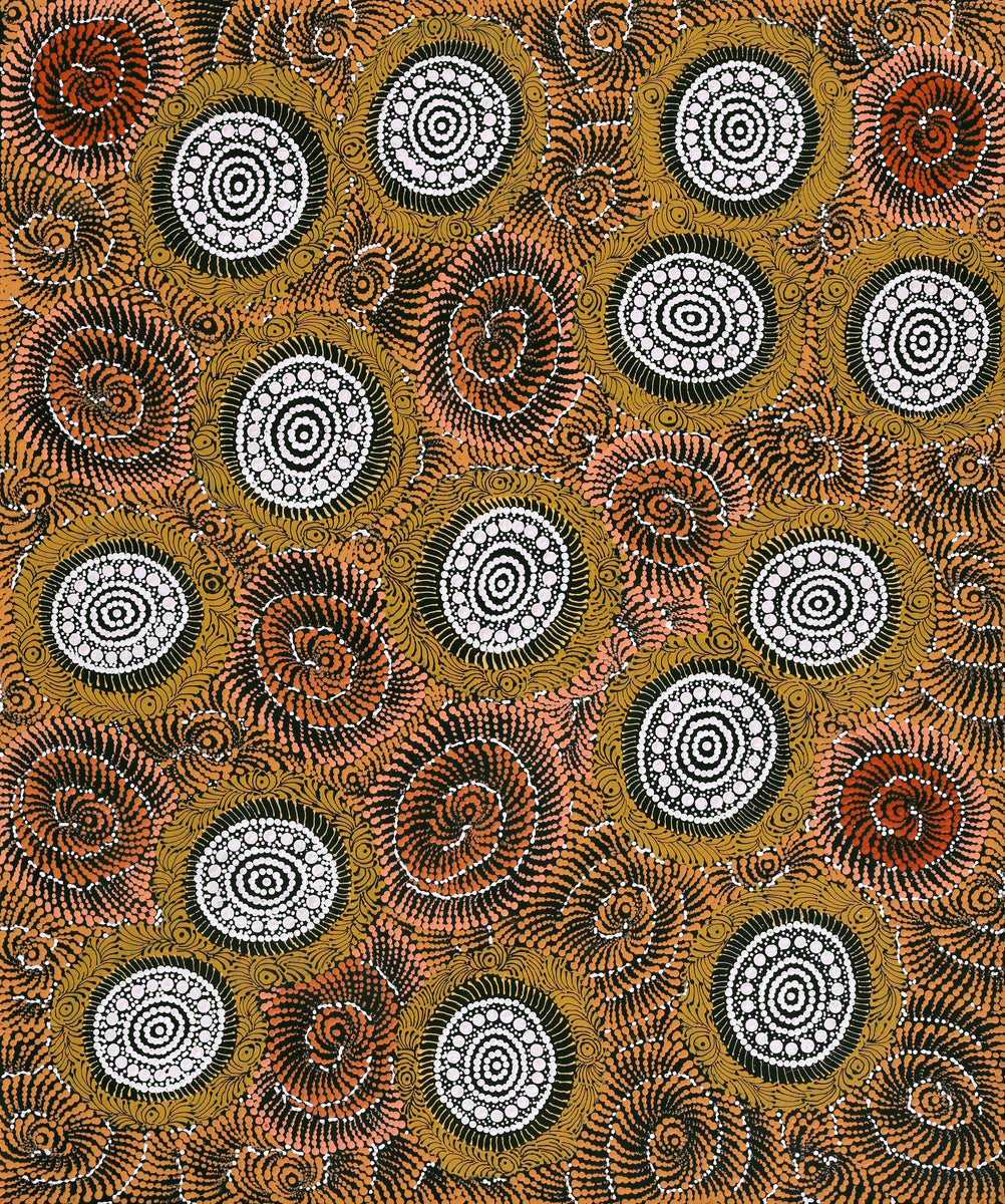 Aboriginal Art by Maria Nampijinpa Brown, Pamapardu Jukurrpa (Flying Ant Dreaming) - Warntungurru, 91x76cm - ART ARK®