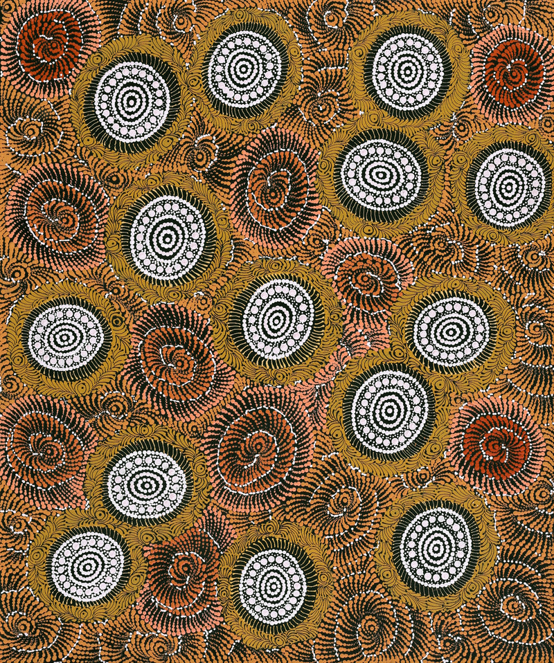 Aboriginal Artwork by Maria Nampijinpa Brown, Pamapardu Jukurrpa (Flying Ant Dreaming) - Warntungurru, 91x76cm