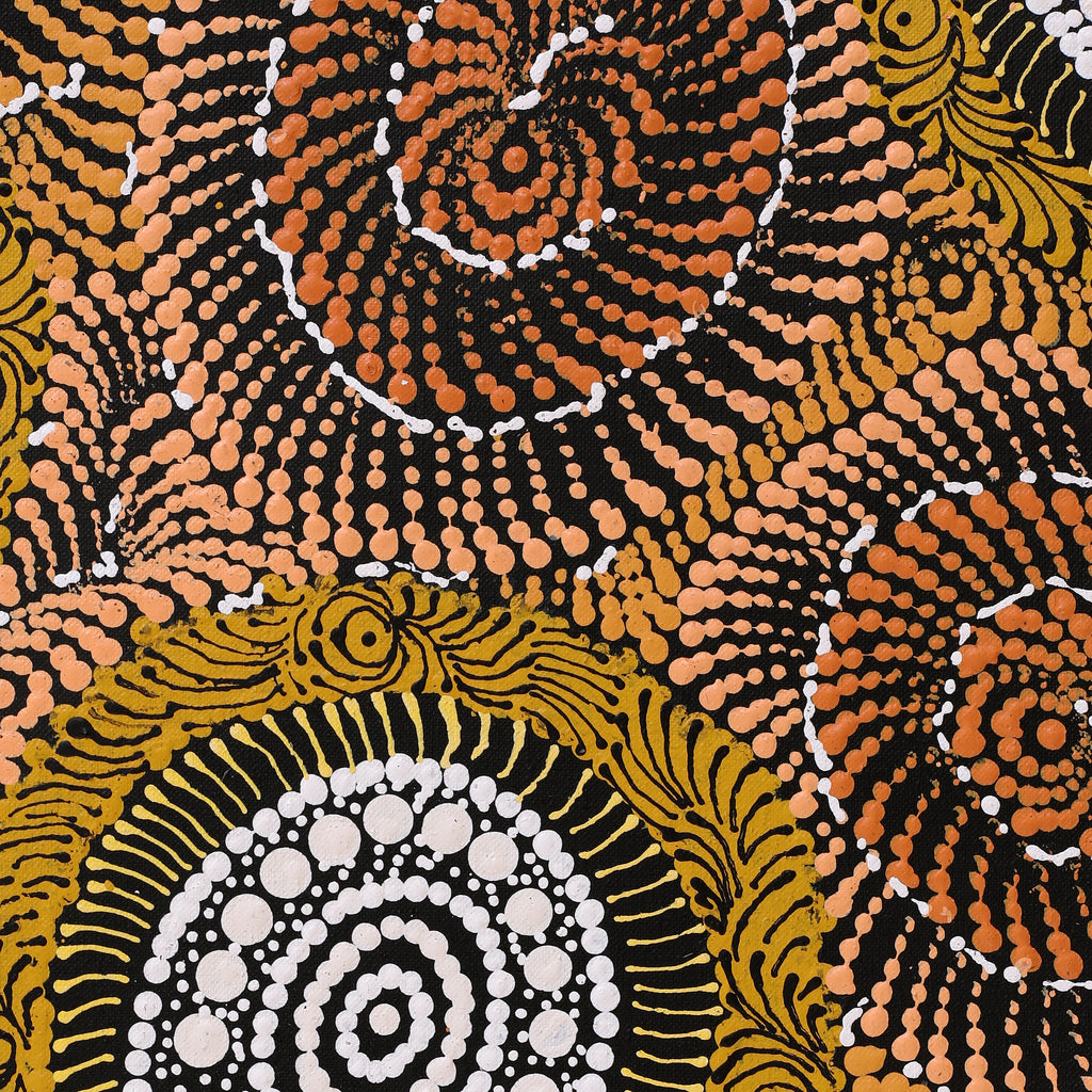 Aboriginal Art by Maria Nampijinpa Brown, Pamapardu Jukurrpa (Flying Ant Dreaming) - Warntungurru, 91x76cm - ART ARK®