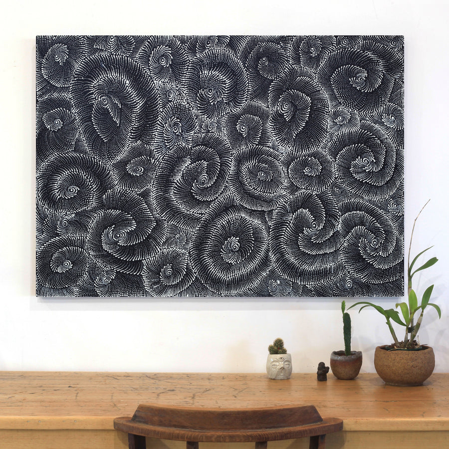 Aboriginal Artwork by Maria Nampijinpa Brown, Pamapardu Jukurrpa (Flying Ant Dreaming) - Warntungurru, 107x76cm