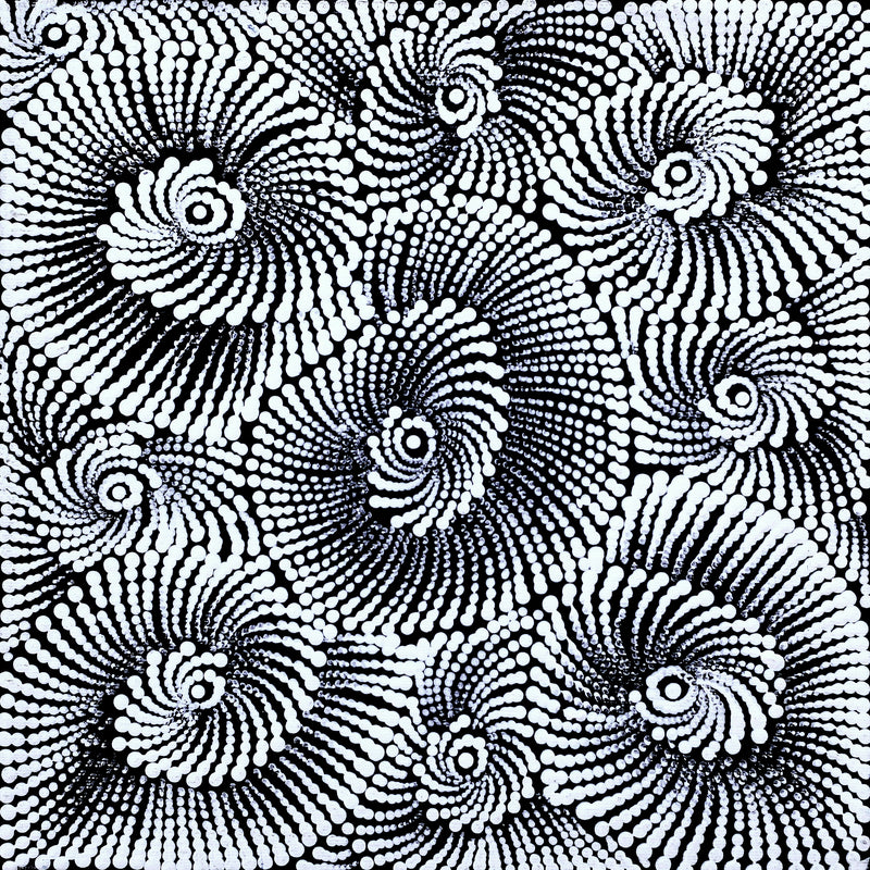 Aboriginal Artwork by Maria Nampijinpa Brown, Pamapardu Jukurrpa (Flying Ant Dreaming) - Warntungurru, 30x30cm