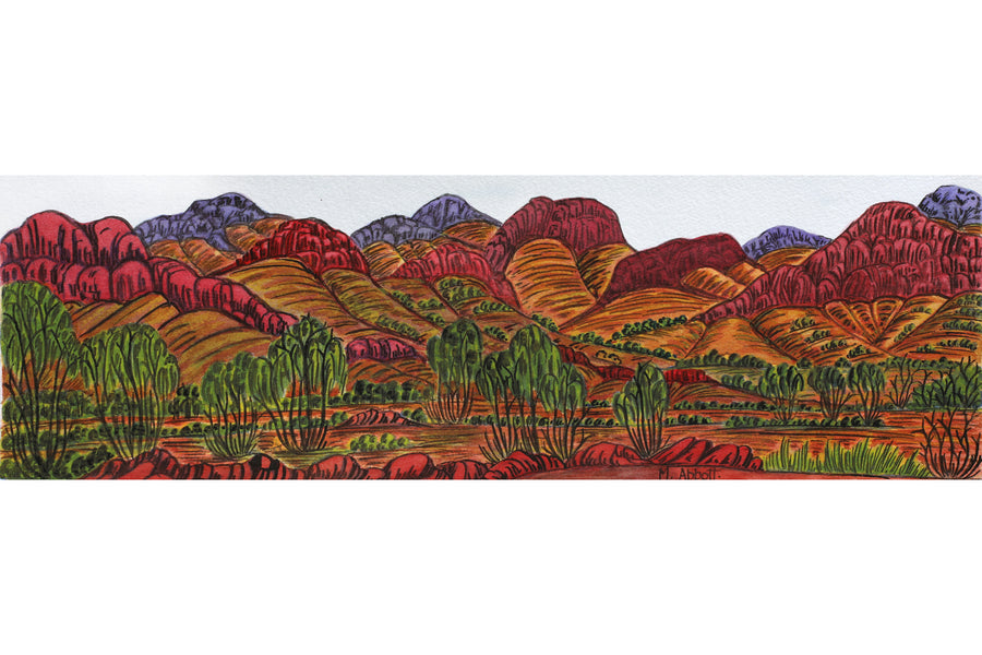 Aboriginal Artwork by Marie Abbott, James Range, 55x17cm