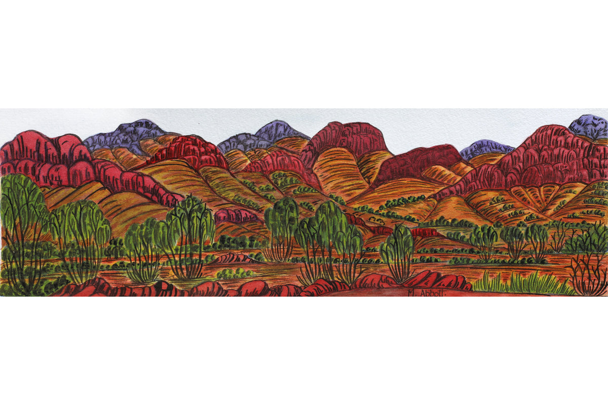 Aboriginal Art by Marie Abbott, James Range, 55x17cm - ART ARK®