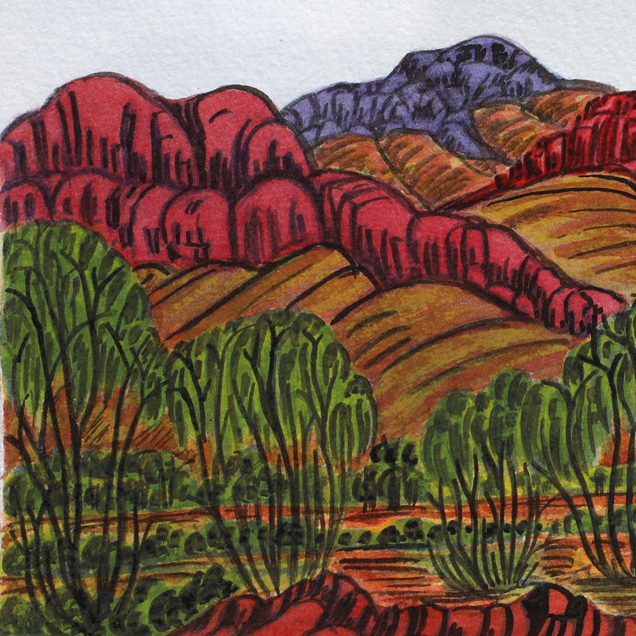 Aboriginal Artwork by Marie Abbott, James Range, 55x17cm