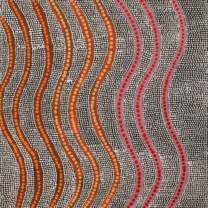 Aboriginal Artwork by Marissa Napanangka Anderson, Ngapa Jukurrpa (Water Dreaming) - Puyurru, 30x30cm