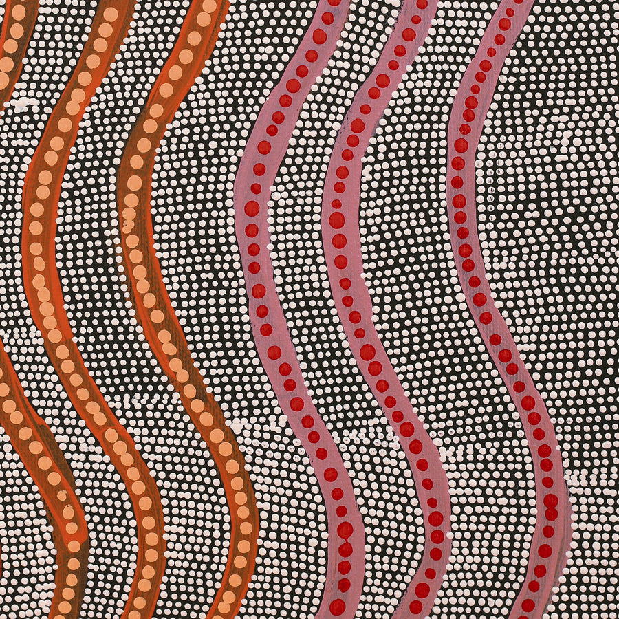 Aboriginal Artwork by Marissa Napanangka Anderson, Ngapa Jukurrpa (Water Dreaming) - Puyurru, 30x30cm