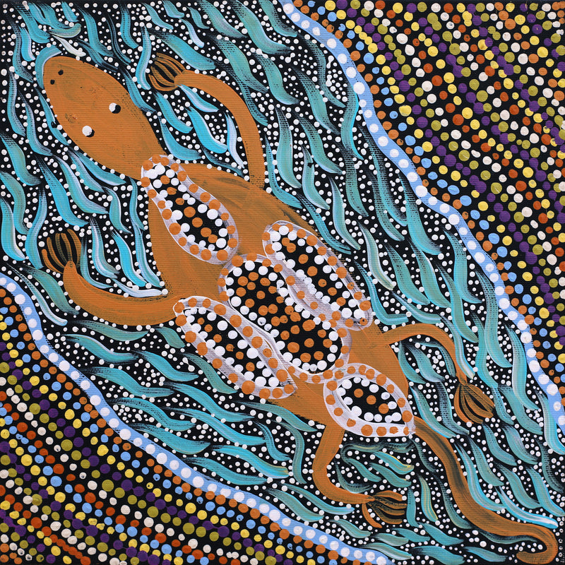 Aboriginal Artwork by Marissa Nungarrayi Brown, Wardapi Jukurrpa (Goanna Dreaming) - Yarripurlangu, 30x30cm