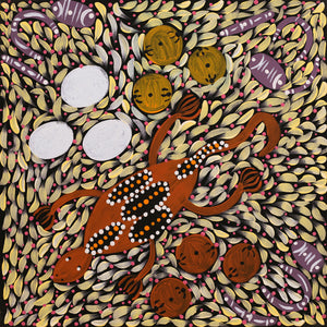 Aboriginal Artwork by Marissa Nungarrayi Brown, Wardapi Jukurrpa (Goanna Dreaming) - Yarripurlangu, 40x40cm - ART ARK®