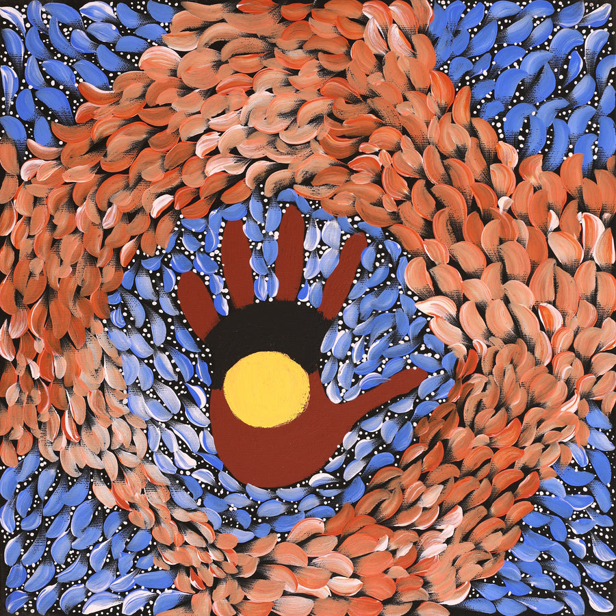Aboriginal Artwork by Marissa Nungarrayi Brown, Pirlarla Jukurrpa (Dogwood Tree Bean Dreaming), 40x40cm