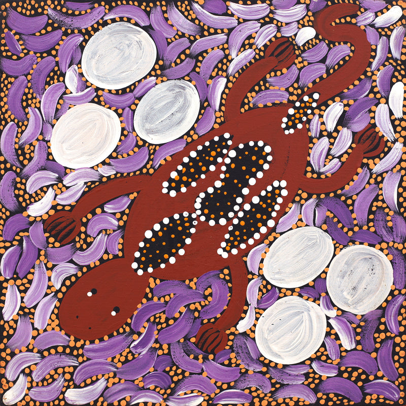 Aboriginal Artwork by Marissa Nungarrayi Brown, Wardapi Jukurrpa (Goanna Dreaming) - Yarripurlangu, 30x30cm