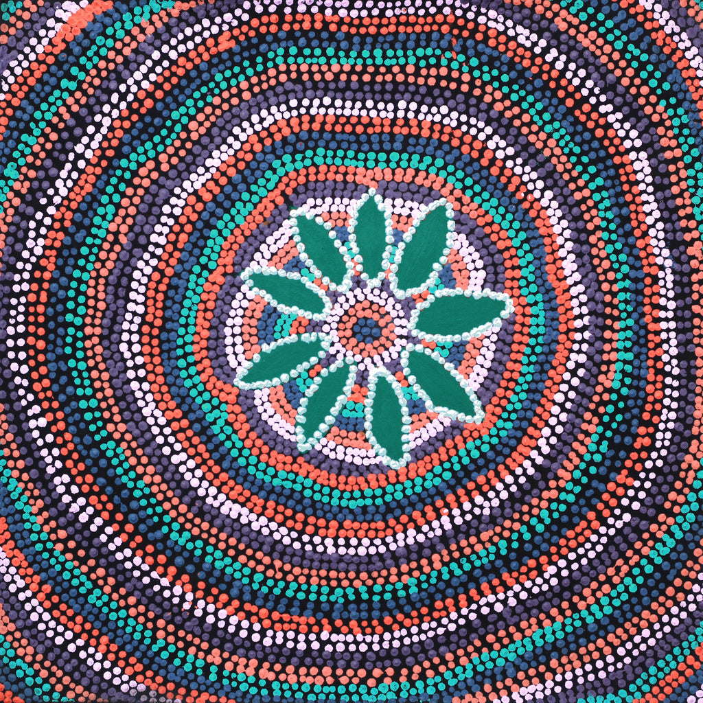 Aboriginal Artwork by Marita Napanangka Marshall, Yuparli Jukurrpa (Bush Banana Dreaming), 46x46cm