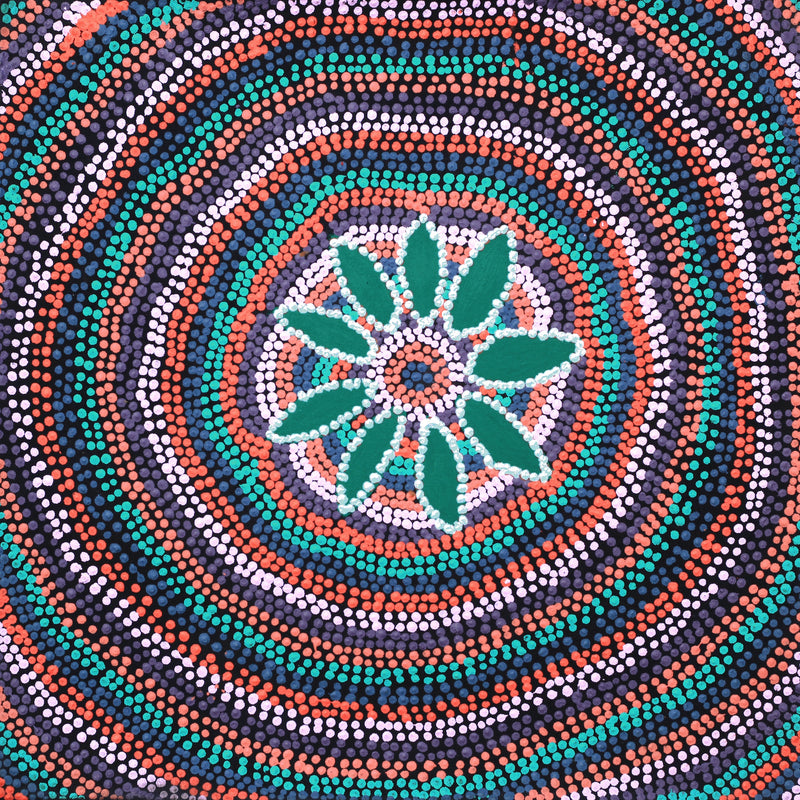 Aboriginal Artwork by Marita Napanangka Marshall, Yuparli Jukurrpa (Bush Banana Dreaming), 46x46cm
