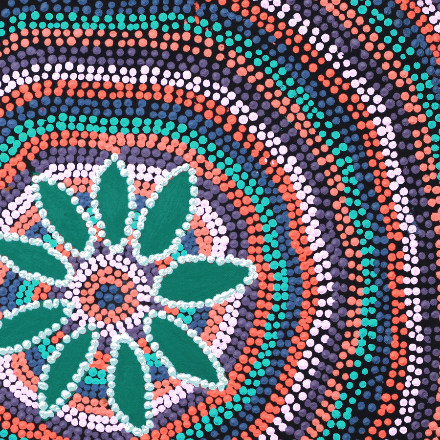Aboriginal Artwork by Marita Napanangka Marshall, Yuparli Jukurrpa (Bush Banana Dreaming), 46x46cm