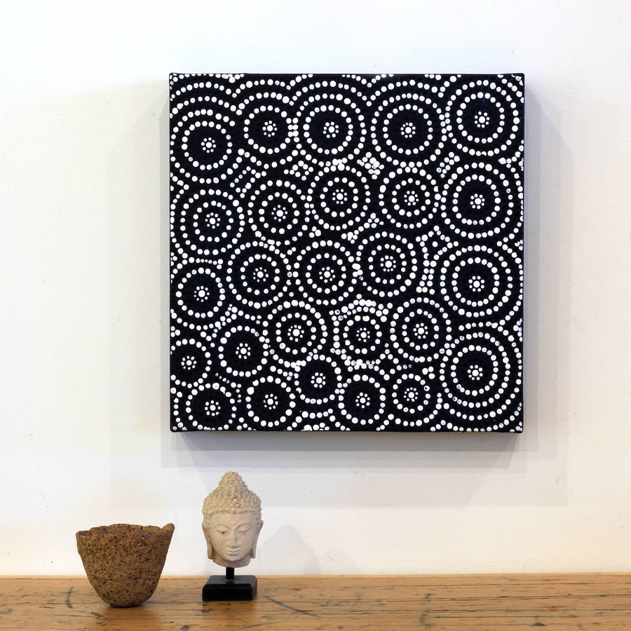 Aboriginal Artwork by Marleene Nakamarra Morton, Karnta Jukurrpa (Womens Dreaming), 30x30cm