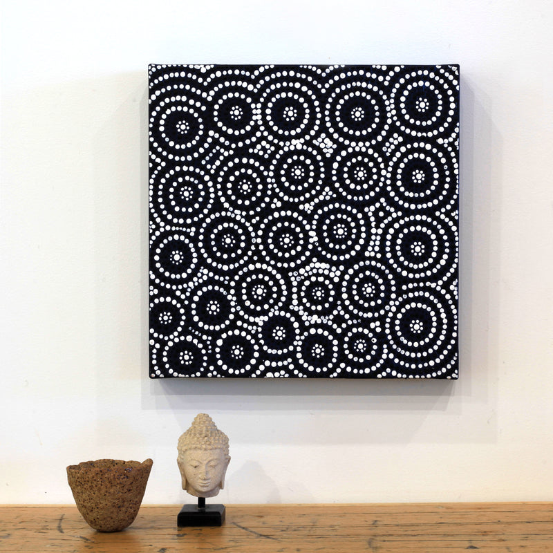 Aboriginal Artwork by Marleene Nakamarra Morton, Karnta Jukurrpa (Womens Dreaming), 30x30cm