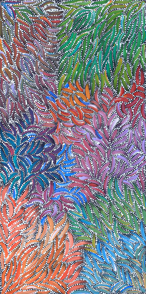 Aboriginal Artwork by Marleene Nakamarra Morton, Karnta Jukurrpa (Women’s Dreaming), 61x30cm