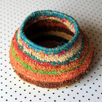Aboriginal Artwork by Tjanpi basket, Marlene Brumby, Iwantja (24x24x15cm)