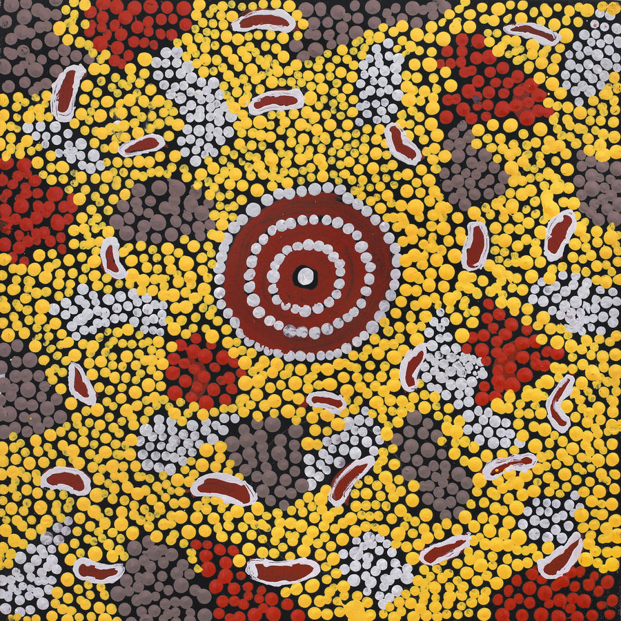 Aboriginal Artwork by Marlette Napurrurla Ross, Karnta Jukurrpa (Womens Dreaming), 30x30cm