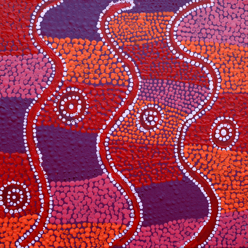 Aboriginal Artwork by Marlette Napurrurla Ross, Janganpa Jukurrpa (Brush-tail Possum Dreaming) - Mawurrji, 30x30cm