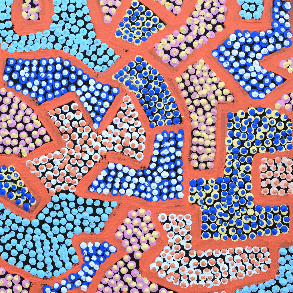 Aboriginal Artwork by Marlette Napurrurla Ross, Mininypa Jukurrpa (Native Fuchsia Dreaming), 30x30cm - ART ARK®