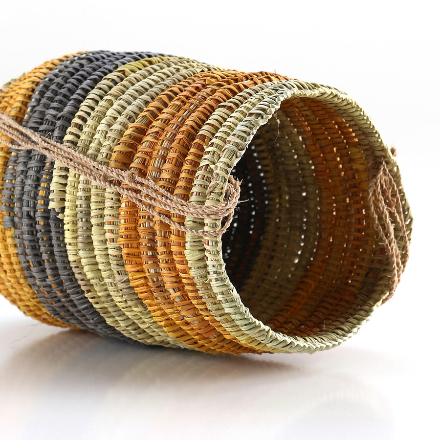 Aboriginal Artwork by Marrarrawuy Wanambi, Bathi (woven basket)
