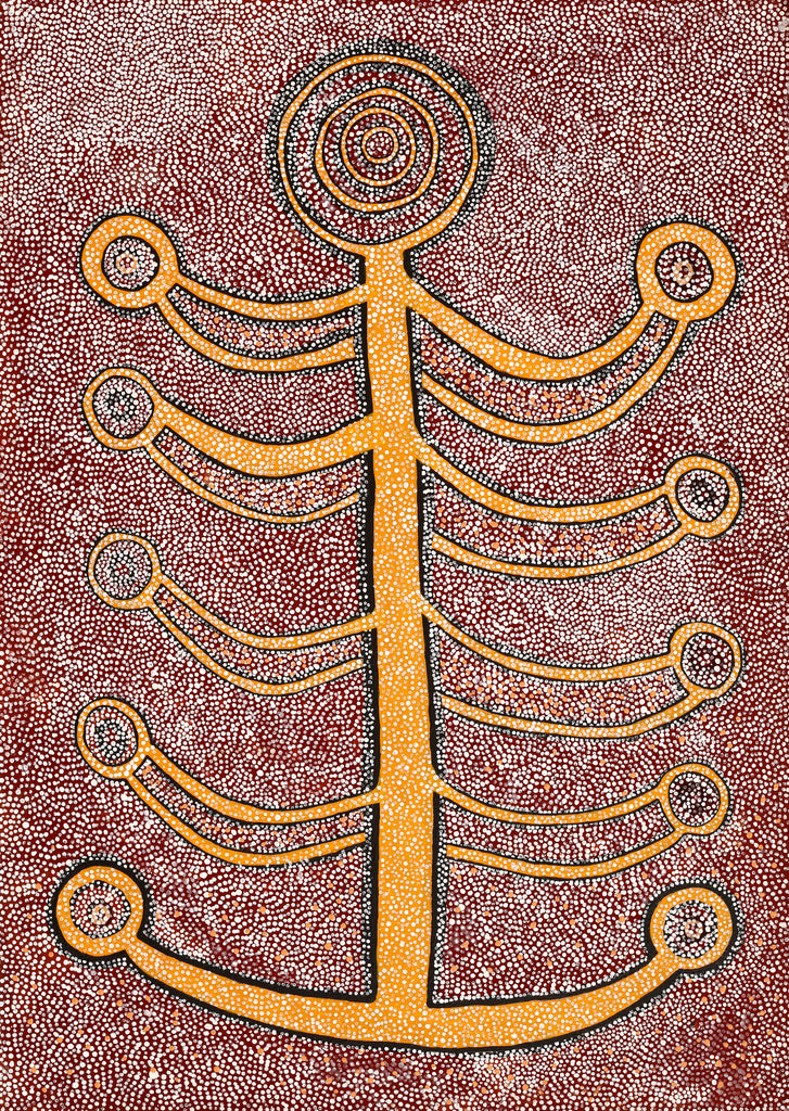 Aboriginal Artwork by Marshall Japangardi Poulson, Pikilyi Jukurrpa (Vaughan Springs Dreaming), 107x76cm