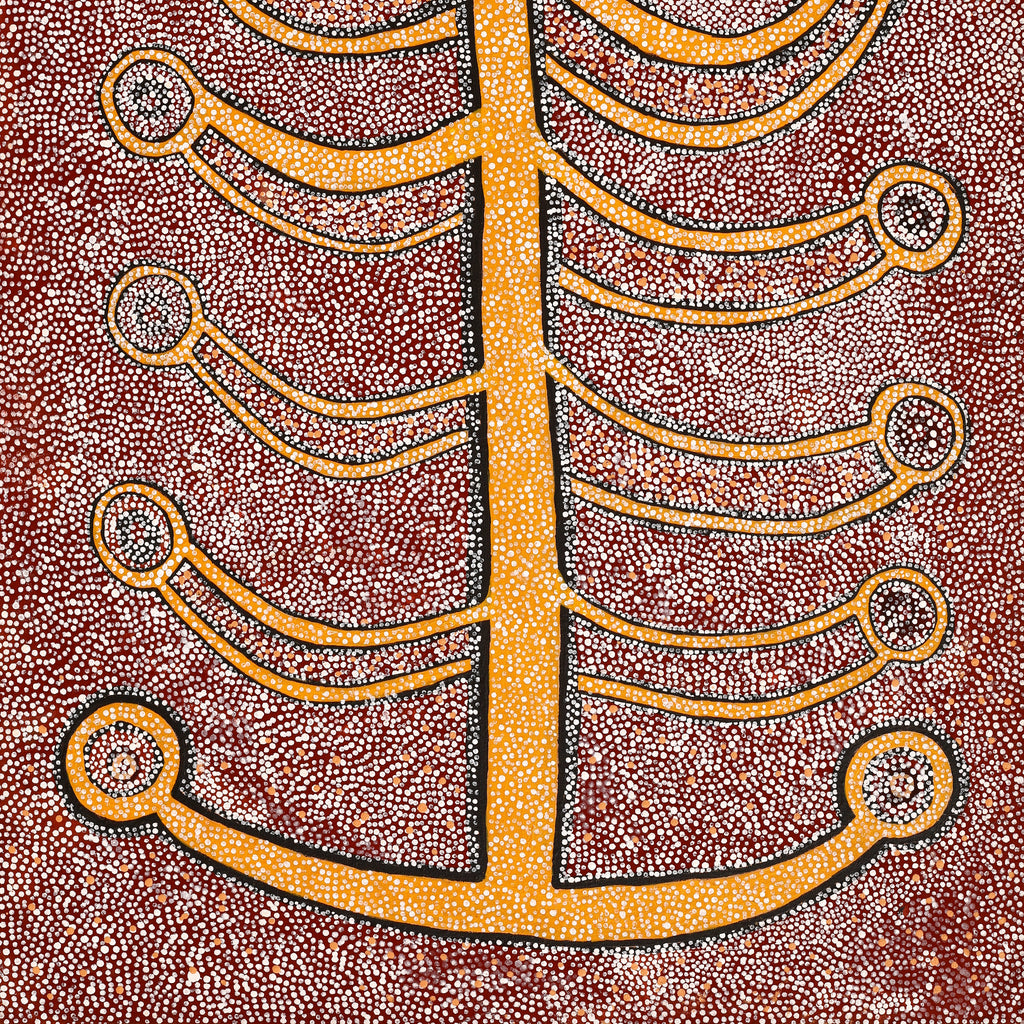 Aboriginal Artwork by Marshall Japangardi Poulson, Pikilyi Jukurrpa (Vaughan Springs Dreaming), 107x76cm