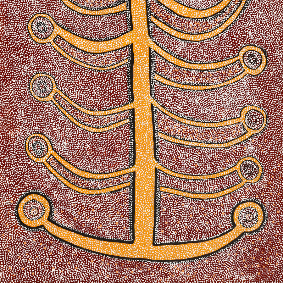 Aboriginal Artwork by Marshall Japangardi Poulson, Pikilyi Jukurrpa (Vaughan Springs Dreaming), 107x76cm