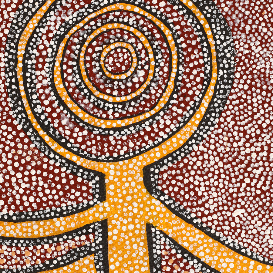 Aboriginal Artwork by Marshall Japangardi Poulson, Pikilyi Jukurrpa (Vaughan Springs Dreaming), 107x76cm