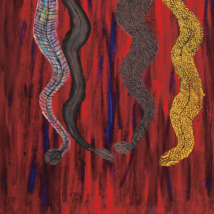 Aboriginal Artwork by Marshall Japangardi Poulson, Warna Jukurrpa (Snake Dreaming), 122x61cm