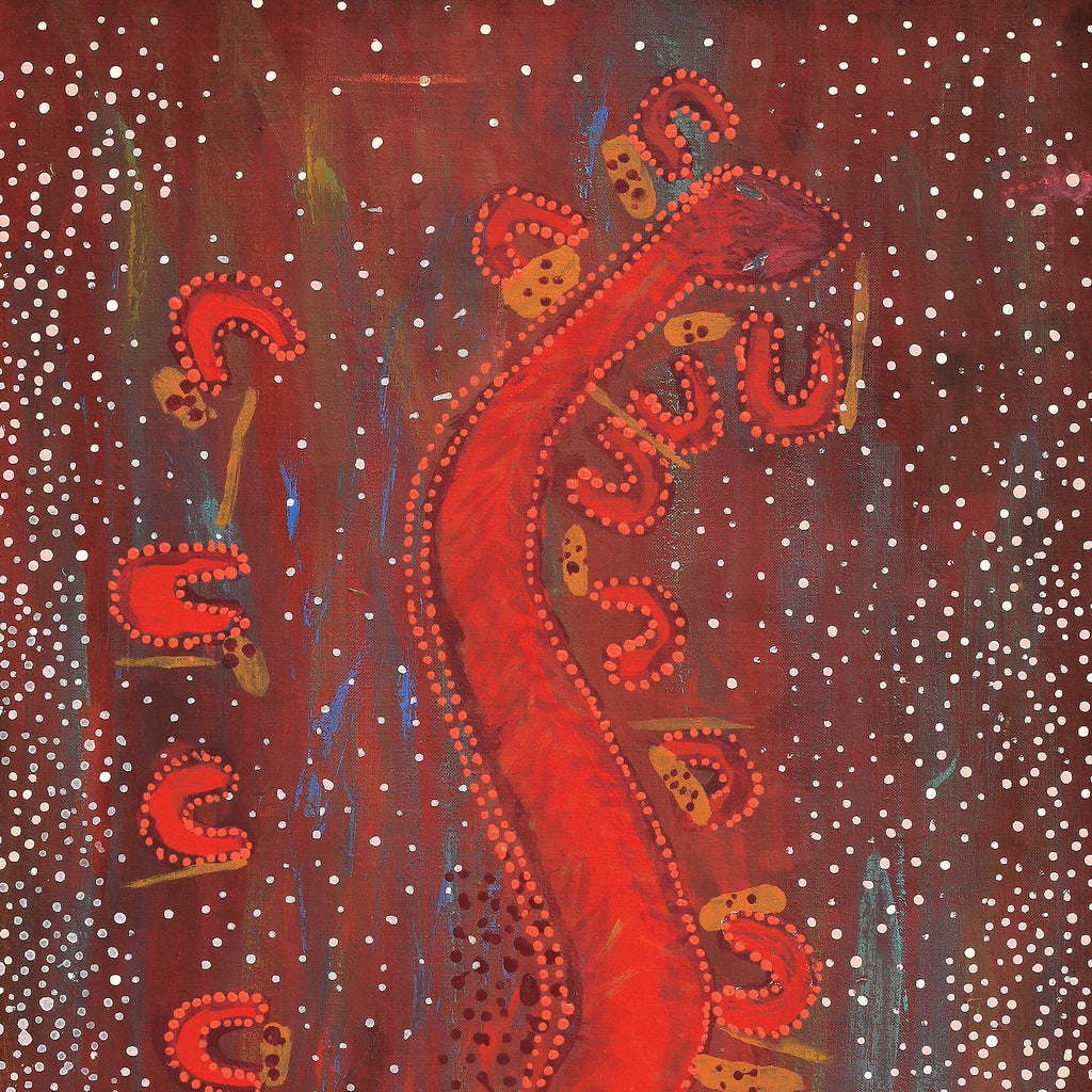 Aboriginal Artwork by Marshall Japangardi Poulson, Warna Jukurrpa (Snake Dreaming), 91x46cm