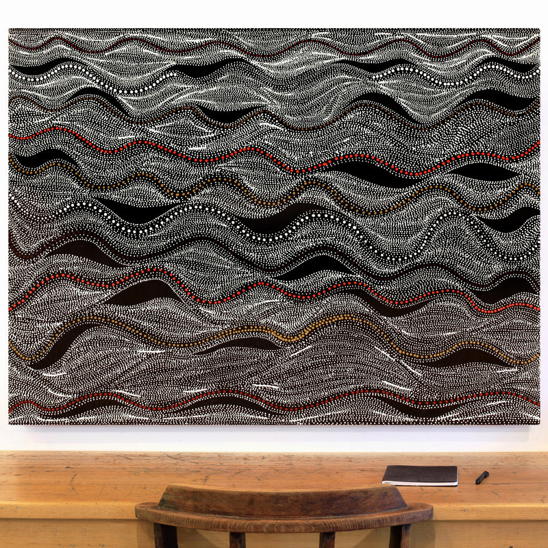 Aboriginal Artwork by Marshall Jangala Robertson, Watiya-warnu Jukurrpa (Seed Dreaming), 122x91cm